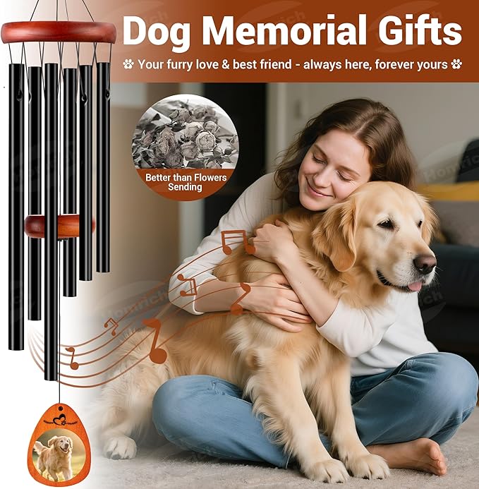 Homrich Dog Memorial Gifts for Loss of Dog, 28" Pet Memorial Wind Chimes, Loss of Dogs Sympathy Gift, Pet Passing Away Sympathy Bereavement Gift Wind Chimes for Outside