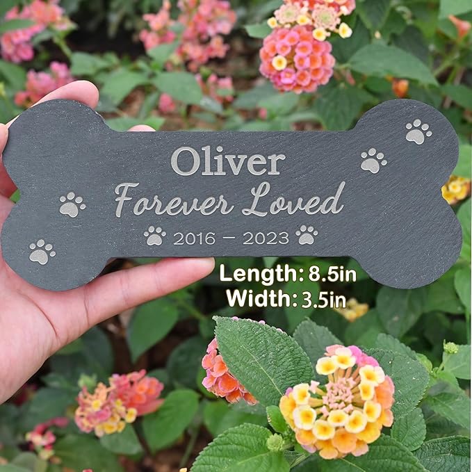 Dog Memorial Gifts for Loss of Dog, Pet Memorial Stone, Pet Memorial Gifts for Dogs, Loss of Dog Sympathy Gift, Dog Bereavement Gifts, Pet Loss Gifts - Forever Loved Bone
