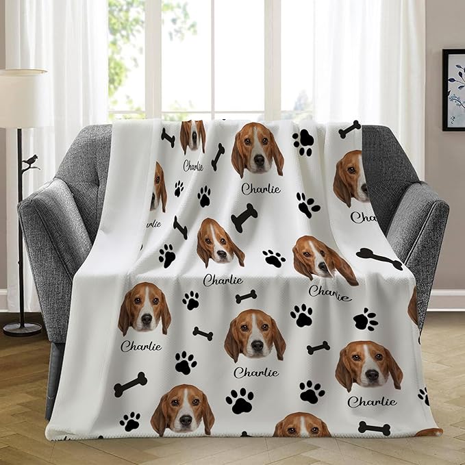 Ship Next Day, Personalized Pet Memorial Gifts, Custom Dog Blanket with Picture Name, Customized Pet Memorial Blanket with Photos, Loss of Pet Sympathy Gift, Dog Passing Away Bereavement Gifts