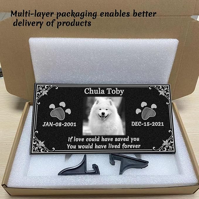 Dogs Headstones,Pet Headstones for Dogs Personalized,Black Granite Memorial Garden Stone Customized Gravestone Markers, Cat、Dog Gravestone Markers Gifts (Dog Headstone-1, 16 * 8inch(40-20cm))