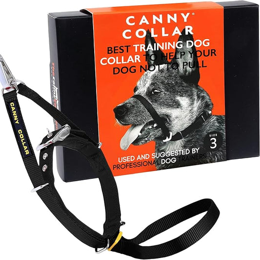 Canny Collar No-Pull Dog Head Collar | Train Your Dog to Stop Pulling & Walk On a Loose Leash | Gentle, Safe, Comfortable Training Aid | Medium Dogs | Black, Size 3