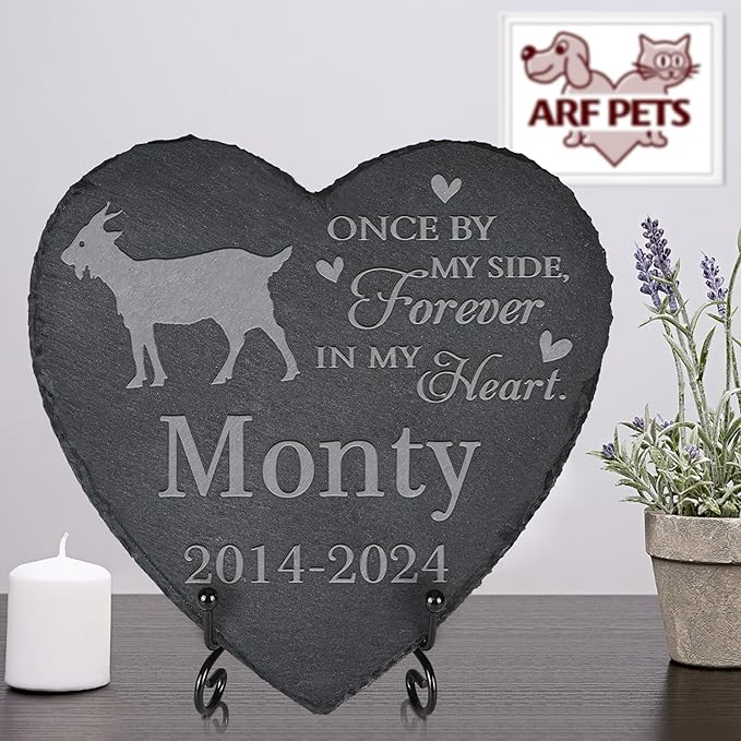 Personalized Pet Memorial, Goat Memorial Stone, Goat Tombstone, Goat Grave Marker, Goat Memorial Gifts, Goat Loss - Heart-Shaped