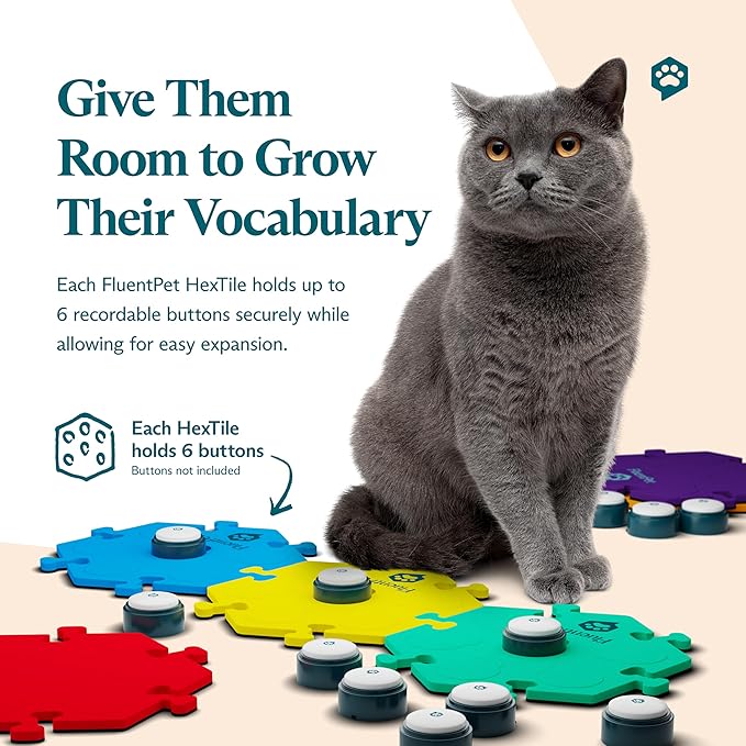 FluentPet HexTile - Purple | Accessory Dog and Cat Button Learning Kits | Can Hold Up to 6 Buttons | Soft, Durable, and Non-Slip | Gift for Pet Lovers | Comes in 12 Colors