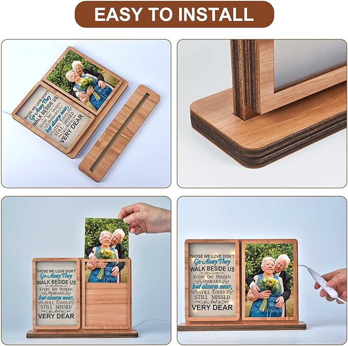 Memorial Gifts Led Picture Frame Sympathy Gifts for Loss of Loved One, 4x6 Memorial Picture Frame for Mother Mom Father Dad remembrance gifts