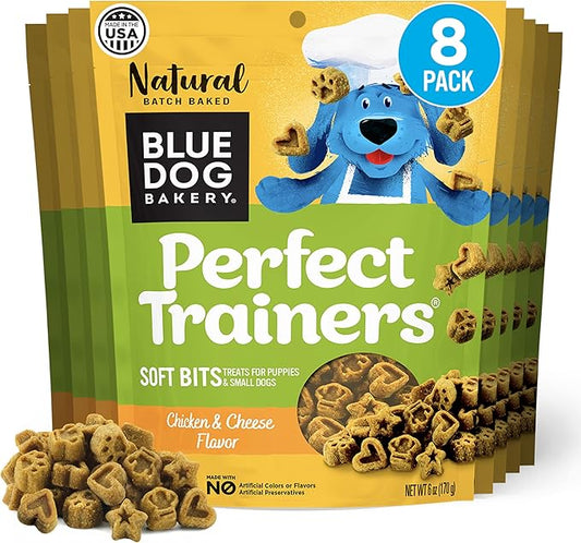 Blue Dog Bakery Natural Dog Treats, Perfect Trainers, Low Calorie Dog Training Treats, Chicken & Cheese Flavor, 6oz, 8 Count