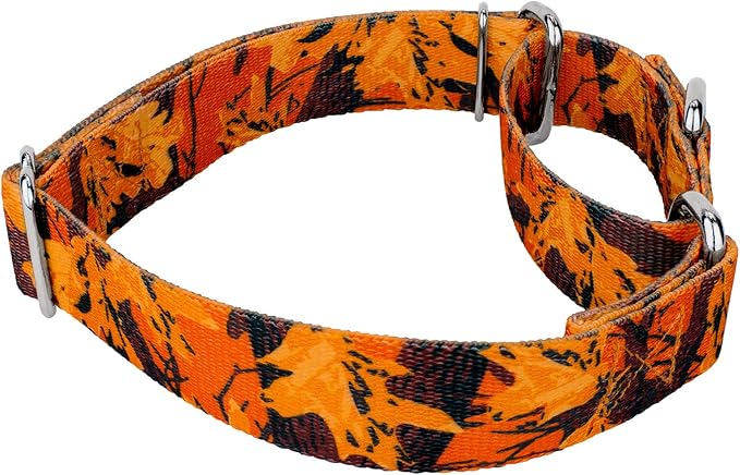 Country Brook Petz - Orange Sunset Camo Martingale Dog Collar - Camouflage Collection Featuring Rugged Designs (1 Inch, Medium)
