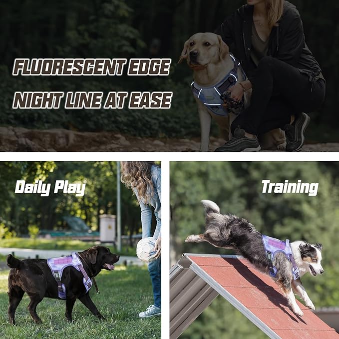 AUROTH Tactical Dog Harness for Large Dogs No Pull Adjustable Pet Harness Reflective K9 Working Training Easy Control Pet Vest Military Service Dog Harnesses Very Peri M