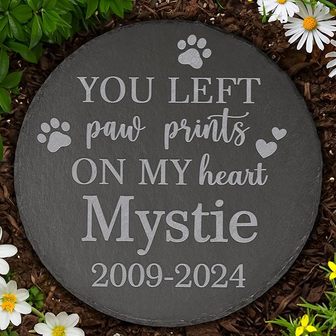 Pet Memorial Gift, Pet Memorial Stone, Sympathy Gift, Personalized Pet Memorial, Memorial Gift, Dog Memorial, Cat Memorial, Memorial Stone - You Left Paw Prints on My Heart