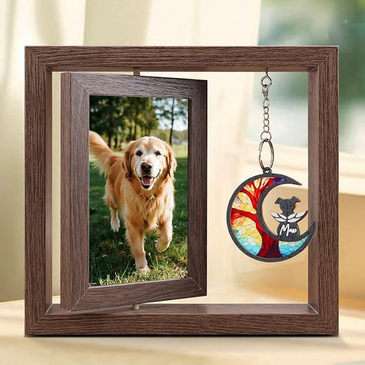 Dog Memorial Picture Frame – 4x6 Wooden Photo Frame for Pet Loss – Sympathy Remembrance Gift for Dog or Cat Lovers (Life Tree)