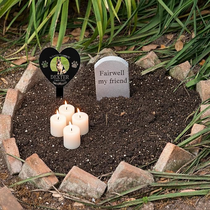 Custom Dog Grave Markers Outdoor, Personalized Pet Grave Marker Dog Memorial with Photo and Name, Outdoor Weatherproof Pet Cemetery Sign, Personalized Dog Memorial Gifts for Loss of Dog