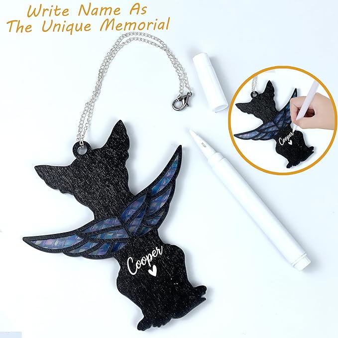 Chihuahua Memorial Suncatcher, Personalized Dog Angel Wings Ornament with Name Date, Loss of Pet Sympathy Gift, Pet Passing Away Remembrance Gift