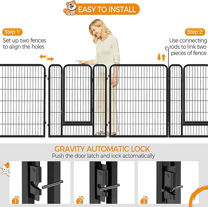 Yaheetech Dog Playpen Indoor, Extra Wide Outdoor Dog Fence Foldable Pet Puppy Exercise Pen for Yard/Garden/RV Camping, 12 Panels 40 Inch Height x 32 Inch Width
