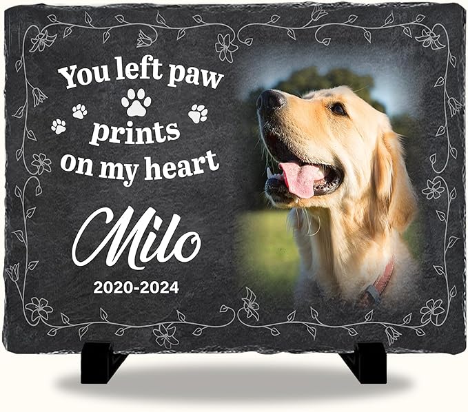 Personalized Memory Stone for Pets Dog Plaques Memorial for Cat | Pet Plaque Memorial Dog Gifts with Photo | Pet Loss Plaque Personalized Gifts for Dogs | Best Keepsakes for Furry Friends