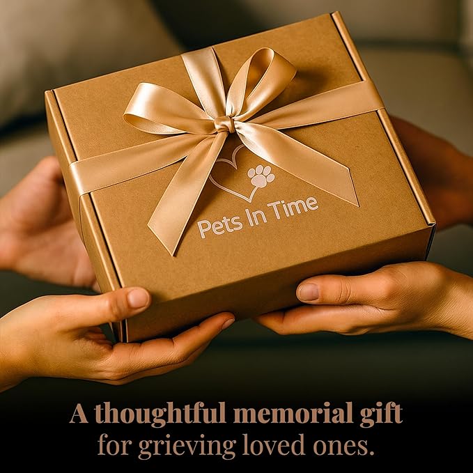 Pet Memorial Frame Set for Loss of Dog or Cat – Dog Memory Frame, Rotating Pet Memorial Photo Frame Shadow Box for Ashes, Cat Shadow Box Memorial, Engraved Charm & Photo Keychain – Pet Remembrance Keepsake