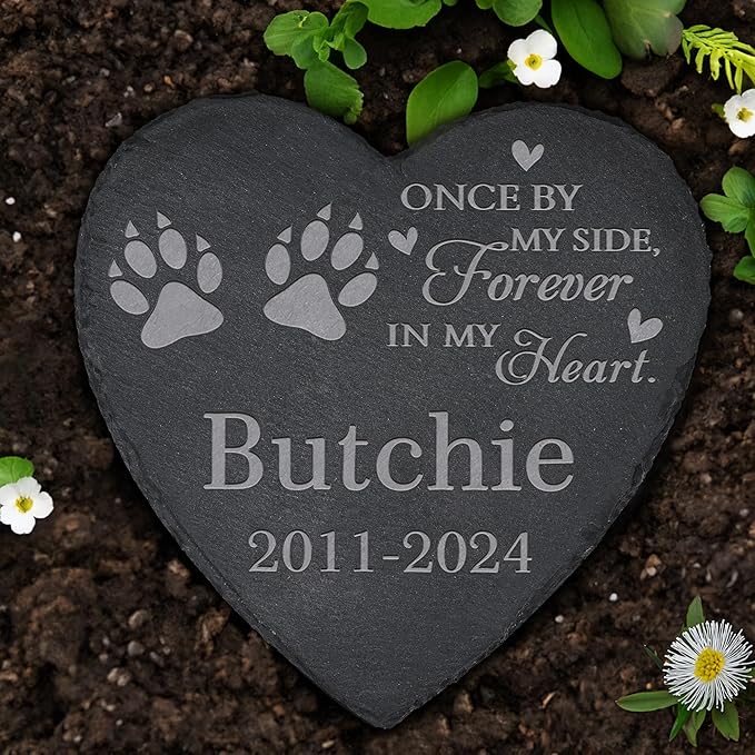 Personalized Pet Memorial, Pet Memorial Stone, Memorial Gifts for Pet, Pet Tombstone, Pet Grave Marker, Pet Loss - Heart-Shaped