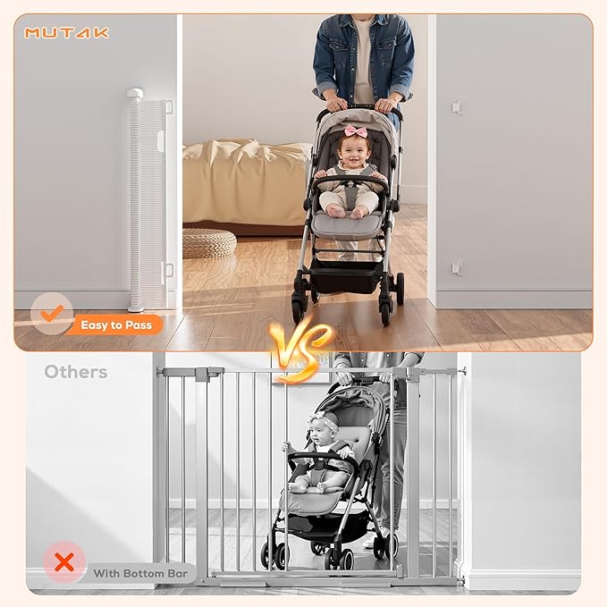 Retractable Baby Gate for Stairs, 42" Tall X 59" Wide Mesh Dog Gate Indoor, Child Gate for Doorways, Hallways, Deck, Indoor Outdoor Pet Baby Safety Essentials for Home, White