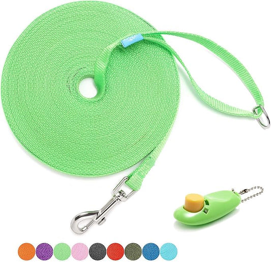 BAAPET 15/20/30/50/100 ft Long Dog Training Leash with Clickers for Small, Medium and Large Dogs or Cats (15 Feet, Springgreen)