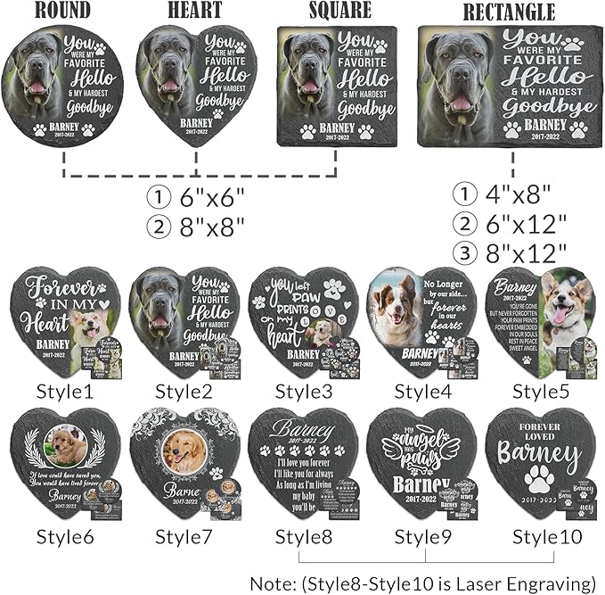 ubjva Dog Memorial Stone Dog Memorial Gifts for Loss of Dog Pet Garden Stone for Indoor Outdoor Lawn Backyard Cemetery Decorations - Style2(Color Printing)