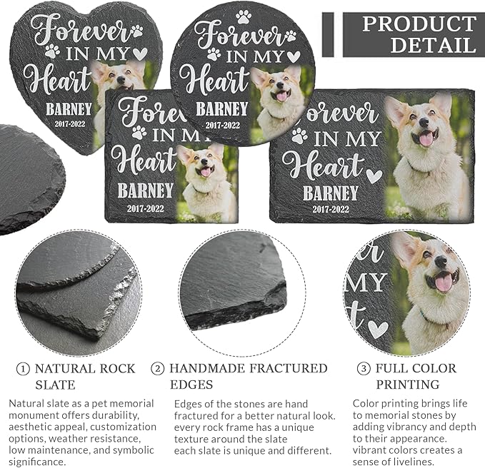 ubjva Dog Memorial Stone Dog Memorial Gifts for Loss of Dog Pet Garden Stone for Indoor Outdoor Lawn Backyard Cemetery Decorations - Style1(Color Printing)