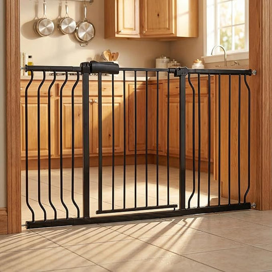 Baby Gates Extra Wide 53-57.5 Inch Large Baby Gate for Stairs Tension Pet Dog Gates Indoor for Doorways No Drilling Pressure Mounted Pet Gates for Kids