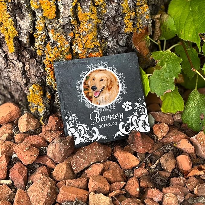 ubjva Dog Memorial Stone Dog Memorial Gifts for Loss of Dog Pet Garden Stone for Indoor Outdoor Lawn Backyard Cemetery Decorations - Style7(Color Printing)