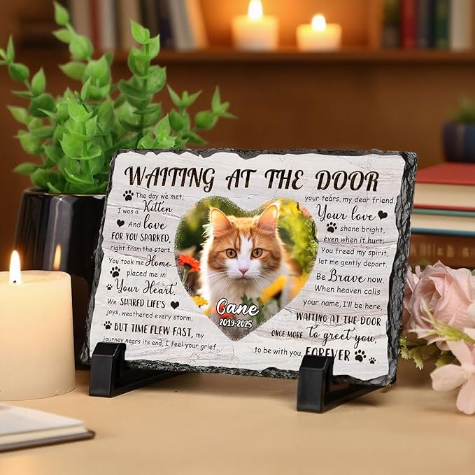 Ship Next Day, Customized Pet Memorial Stones for Dogs Cats Memorial Gifts for Loss of Dog Death Sympathy Gift with Photo Picture Name Date Personalized Pet Frame