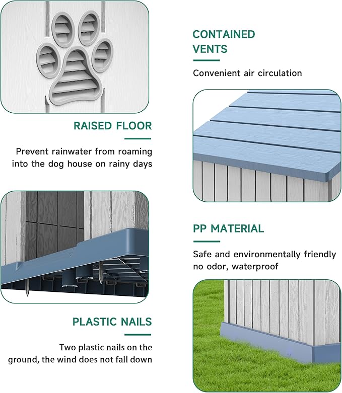 DRATO Large Dog House with Waterproof- Indoor & Outdoor Pet Shelter for Small to Large Dogs, Easy Clean & Quick Assembly