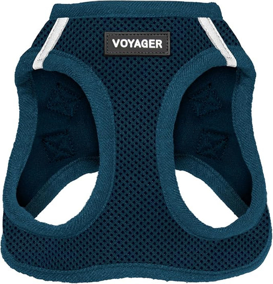 Best Pet Supplies Voyager Step-in Air Harness - All Weather Mesh, Reflective, No Pull Harness for Dogs, Cats - Secure with Hook & Loop Fastener, Buckle, Double D-Rings - Blue, M