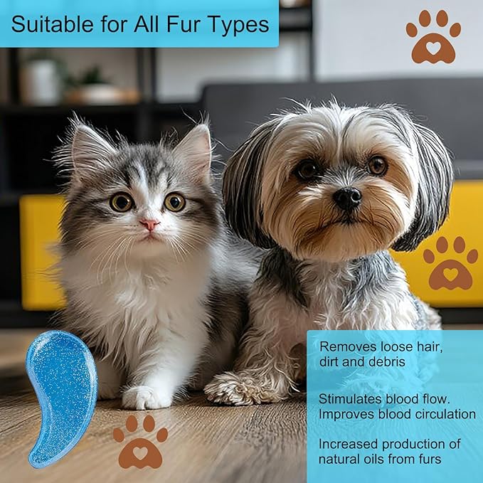 Puppy Brush, Soft Dog Brush for Grooming, Puppy Hair Remover Brush Comb, Grooming Tool for Poodles,Teddy, Yorkies, Maltese, Shih Tzu, Chihuahua, Starsky Blue