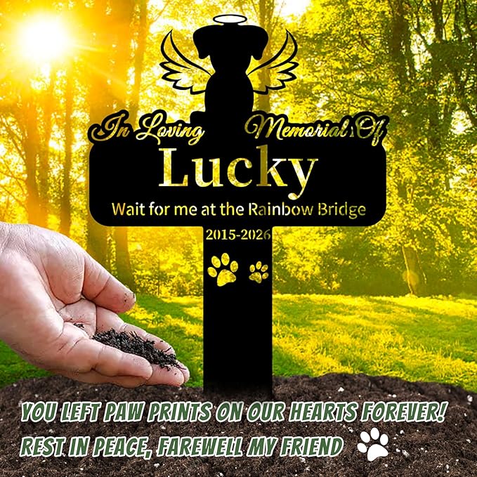Personalized Dog Grave Marker Outdoor, Waterproof Memorial Cross for Dog Grave with Custom Name Dates, Garden Grave Markers for Dogs, Sympathy Gift for Loss of Pet