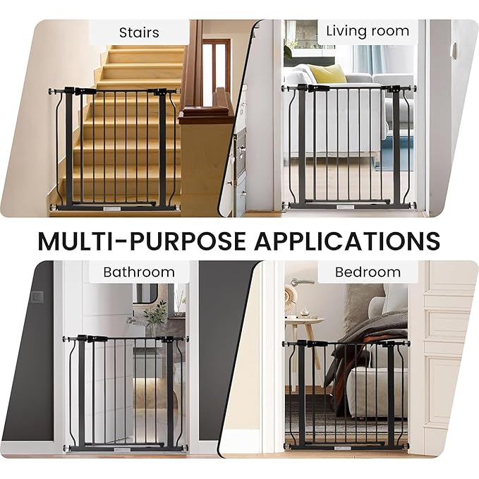 BalanceFrom Easy Walk-Thru Baby and Pet Safety Gate with Hold-Open and Auto-Close – Adjustable Steel Barrier for Stairs, Doorways, and Hallways, No Drilling Installation