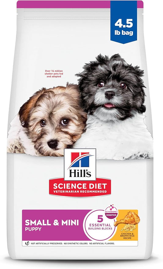 Hill's Science Diet Puppy Small & Mini Breeds Dry Dog Food, Chicken & Brown Rice, 4.5 lb. Bag