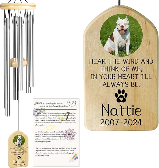 Dog Memorial Gifts for Loss of Dog, Pet Memorial Wind Chime, Pet Memorial Gifts, Pet Loss Gifts, Loss of Dog Sympathy Gift, Dog Remembrance Gift, in Memory of Dog Cat - Heart I'll Always Be