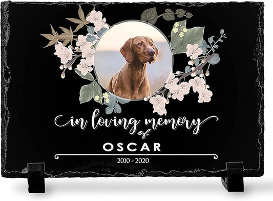 Pet Memorial Stone with Photo - 8"x12" - 6 Designs - Pet Grave Marker - Pet Headstone | Dog Memorial Stone - Garden Memorial Stones - Personalized Memorial | Waterproof - Outdoor & Indoor #2