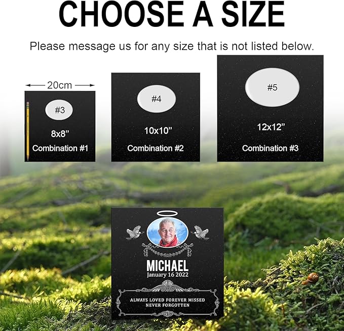 ADFSTONE Temporary Grave Markers for Cemetery- Picture Memorial Plaque Personalized, Photo Headstones for Graves for Humans, DIY Cemetary Tombstone Engraved, lapidas para tumbas personalizada