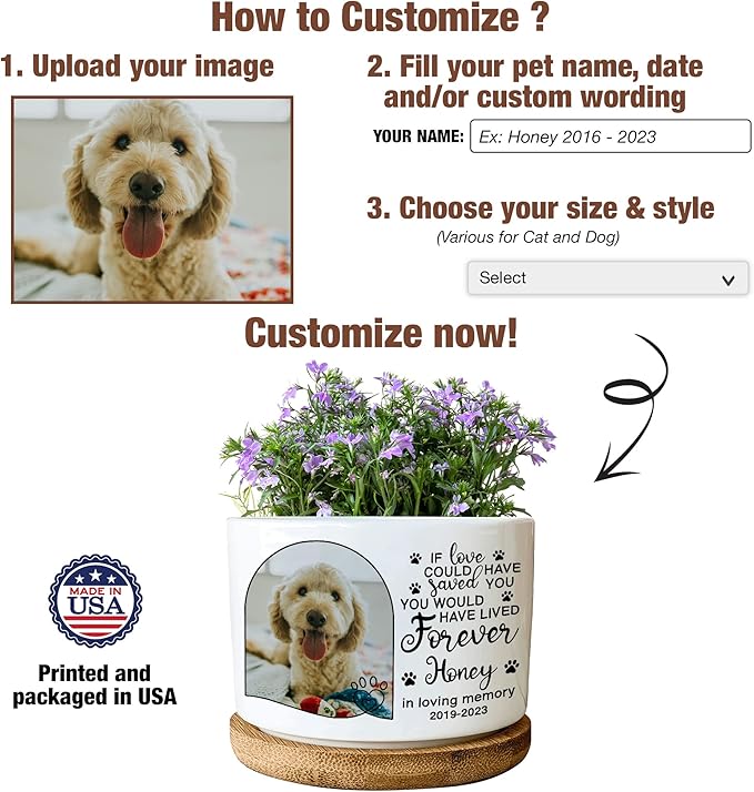 Personalized Pet Dog Memorial Plant Pots Pet Remembrance Dog Photo Plant Pot Bedroom Decor Funeral Keepsake Memorial Bereavement Gifts For Loss Of Pet Picture Gifts For Someone Lost Pet