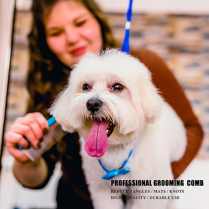 LBMBAIC Doodle Slicker Bursh With 25mm Long Soft Pin for Thick and Long Fur Medium and Large Size Dogs with 7.5INCHES Metal Grooming Comb for Dogs and Cats.