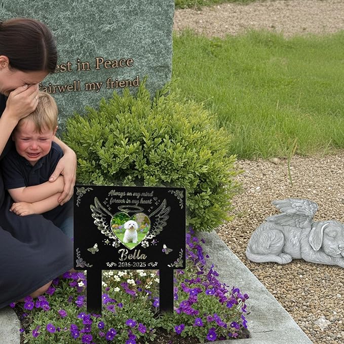 Custom Dog Grave Markers Outdoor, Personalized Pet Grave Marker Dog Memorial with Photo and Name, Outdoor Weatherproof Pet Cemetery Sign, Personalized Dog Memorial Gifts for Loss of Dog