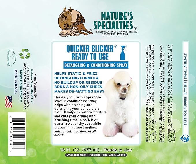 RYAN'S PET SUPPLIES Double Sided Flex Slicker Brush, Large - Quicker Slicker Detangling and Conditioning Spray, 16 oz