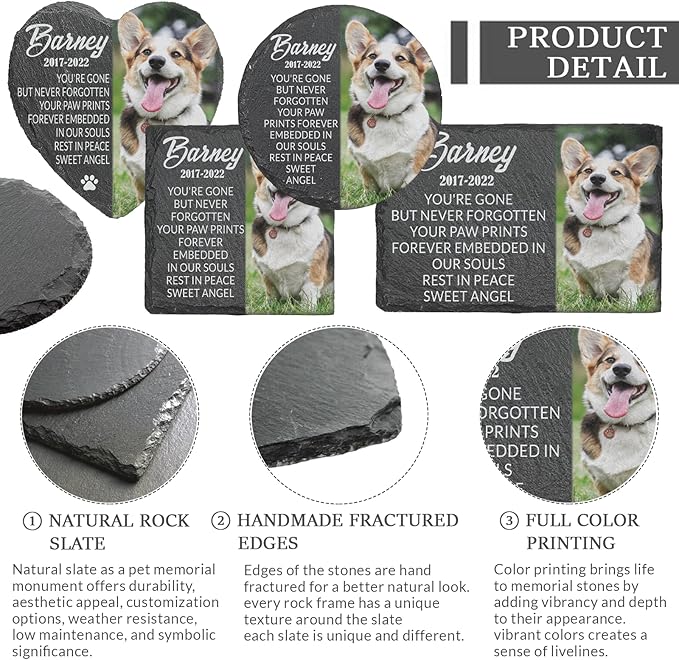 ubjva Dog Memorial Stone Dog Memorial Gifts for Loss of Dog Pet Garden Stone for Indoor Outdoor Lawn Backyard Cemetery Decorations - Style5(Color Printing)