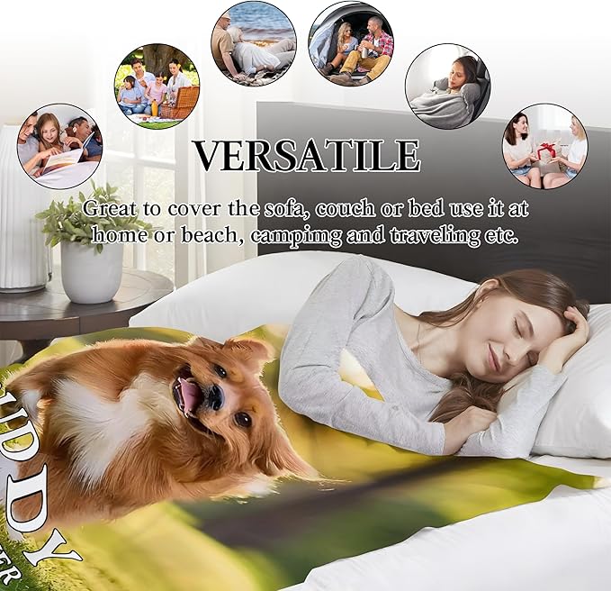 Ship Next Day, Customized Pet Memorial Gifts, Custom Dog Blanket with Picture Name, Personalized Pet Memorial Photo Blanket, Loss of Pet Sympathy Gift, Dog Passing Away Bereavement Gifts