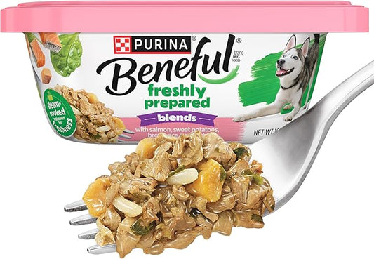 Purina Beneful Freshly Prepared Blends Wet Dog Food With Salmon, Sweet Potatoes, Brown Rice and Spinach - (Pack of 8) 10 oz. Tubs