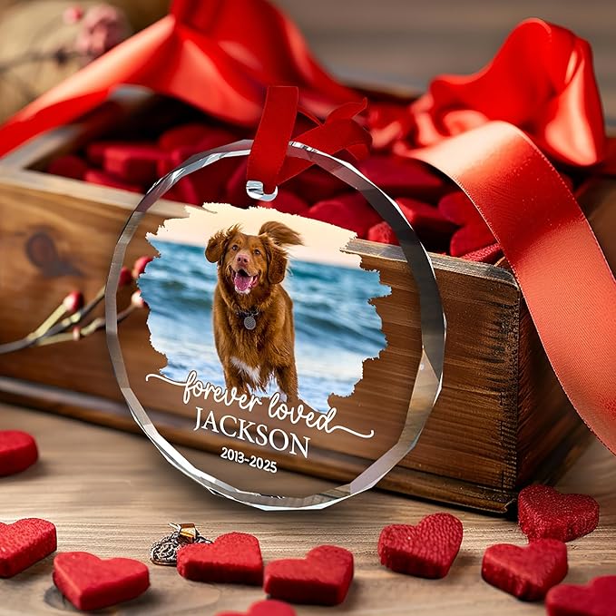 Personalized Pet Memorial Crystal Ornament - Pet Loss Gifts, Dog Memorial, Custom Pet's Photo, Dogs Sympathy Gift, Pets Condolence Gift, Pet in Memory Keepsakes, Remembrance Gifts for Cat Dog Lover