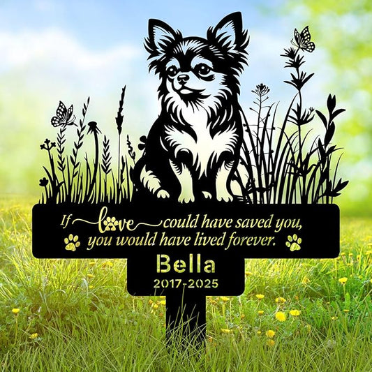 Personalized Pet Chihuahua Grave Marker, Custom Pet Dog Tombstones, Customized Chihuahua Memorial Stake with Name & Date, Weatherproof Pet Chihuahua Tombstone for Outdoor Graveyard Garden