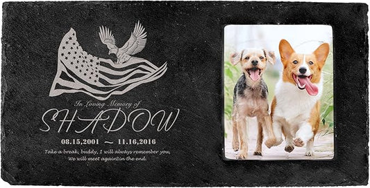 Fanery Sue Custom Cat Memorial Stones with Full Color Image, Dog Memorial Gift Garden Stones, Pet Grave Markers Personalized, All-Natural Memorial Headstone for Pet