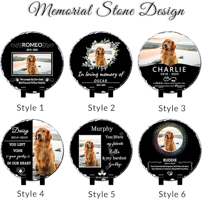 Pet Memory Stone, Personalized Round Shaped Garden Stone, Dogs Memorial Gifts for Loss of Dog, Cat Memorial Gifts, Pet Headstones for Dogs