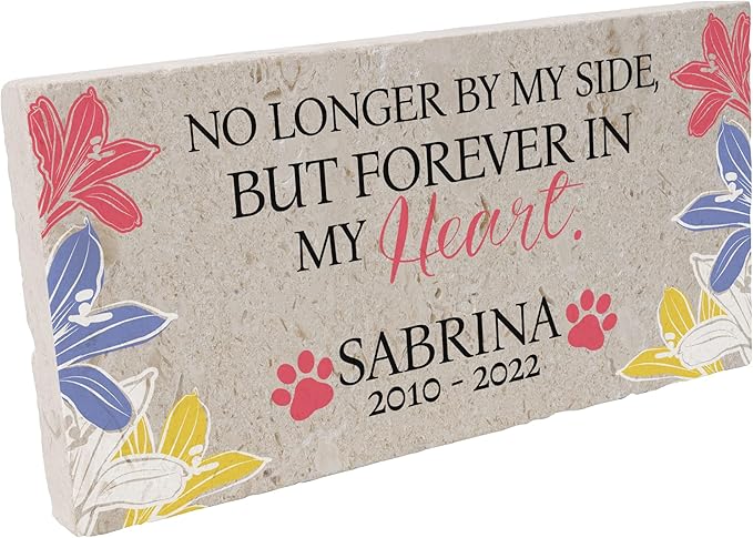 Personalized Pet Memorial Stone, 6x12 Custom Limestone Pet Grave Markers as Keepsake or Pet Remembrance, Thoughtful Pet Loss Gifts for Bereaved Pet Owners, Personalized Memorial Gifts (Sabrina)