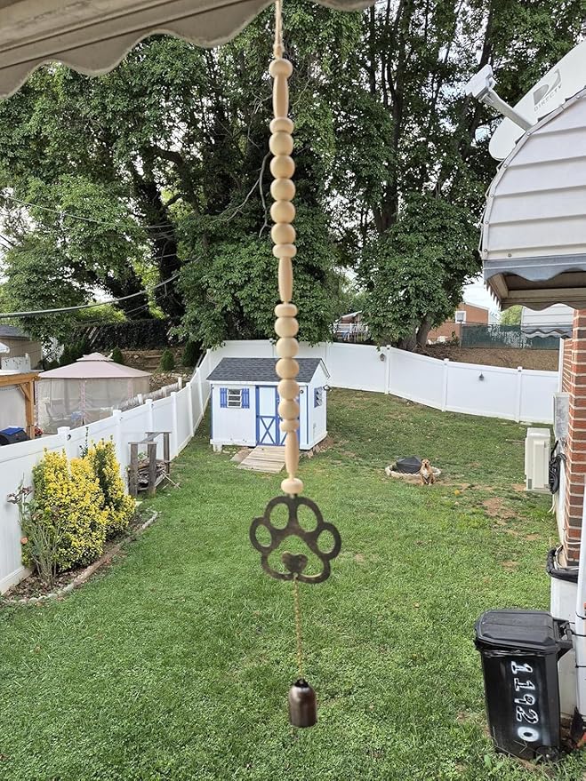Pet Memorial Wind Chime - Dog Memorial Gifts - Pet Remembrance Gift in Memory of Dog or Cat - Paw Print Windchime with Rainbow Bridge Card