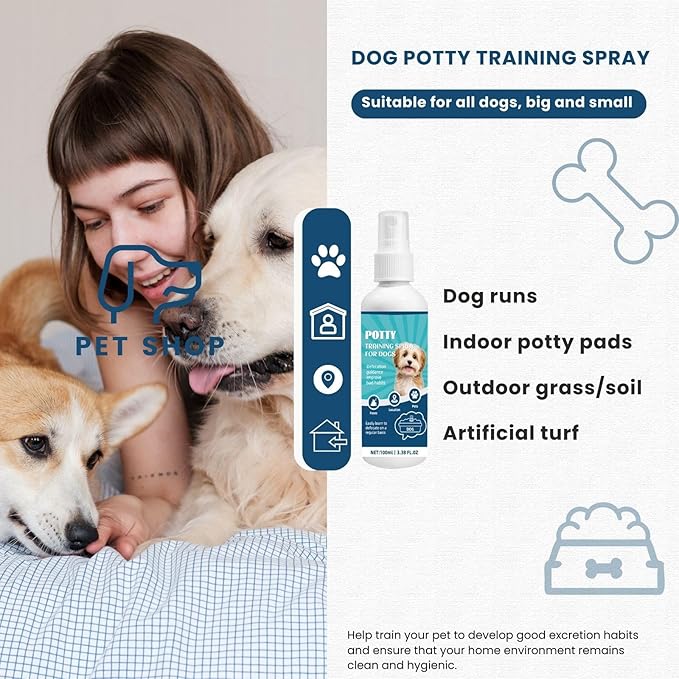Dog Potty Training Spray - Effective Puppy Potty Training Aid for Indoor & Outdoor Housebreaking - Attractant Scents for Dogs & Puppies - Shortens Training Time & Saves Floors (3.38 fl oz)