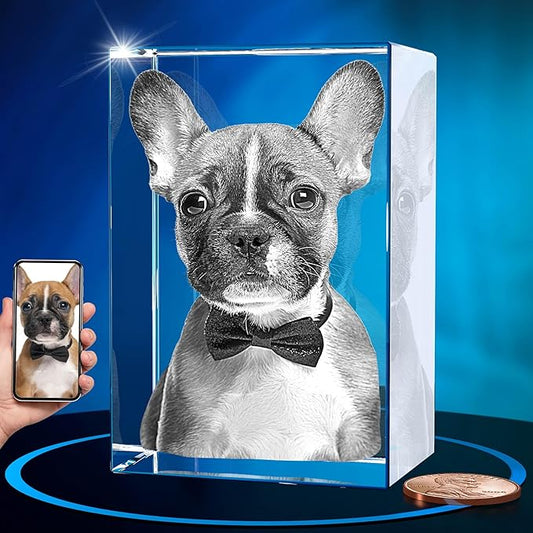 ArtPix 3D Crystal Photo, Customized Dog Memorial Gifts with Your Own Photo for Dog Lovers, Pet Owners, 3D Laser Etched Picture, Engraved Crystal in Memory of Dog, Personalized Gifts